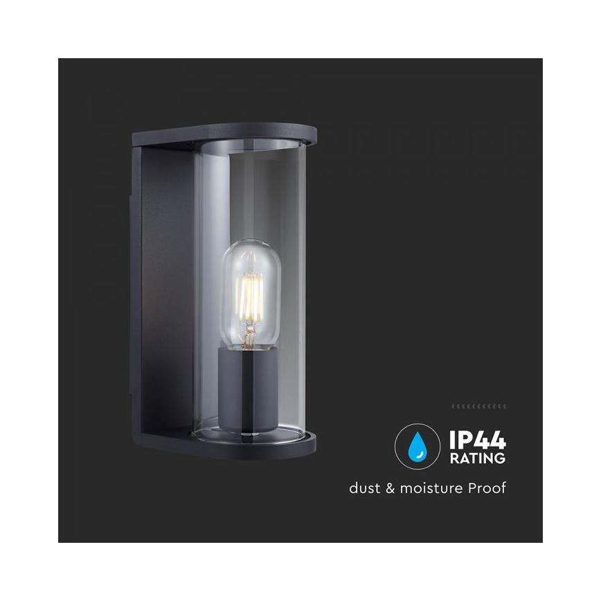 Utomhusvägglampa 1xE27/60W/230V IP44 svart/rökt glas