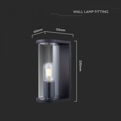 Utomhusvägglampa 1xE27/60W/230V IP44 svart/rökt glas