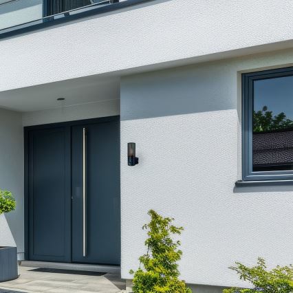 Utomhus vägglampa med rörelsesensor HARLEM 1xE27/60W/230V IP44 svart