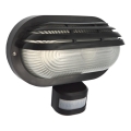 Utomhusvägglampa med sensor ORIKO 1xE27/15W/230V IP54 svart