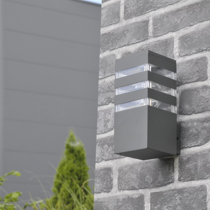 Utomhus vägglampa TEKSAS 1xE27/12W/230V IP44 antracit
