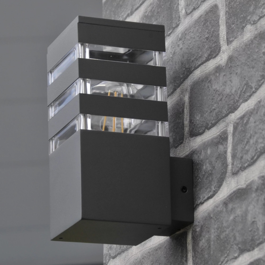 Utomhus vägglampa TEKSAS 1xE27/12W/230V IP44 antracit