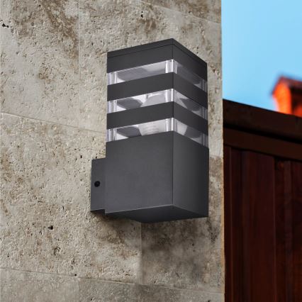 Utomhus vägglampa TEKSAS 1xE27/12W/230V IP44 antracit