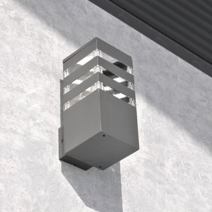 Utomhus vägglampa TEKSAS 1xE27/12W/230V IP44 antracit