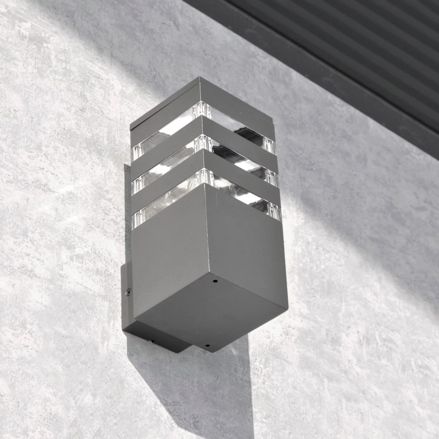 Utomhus vägglampa TEKSAS 1xE27/12W/230V IP44 antracit