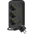 Uttagsdelare med strömbrytare LINEA 3x230V + 5xUSB A/C 1,5 m SCHUKO svart