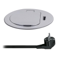 Uttagspelare för bordsskiva 1x230V + USB-C Power Delivery silver/svart