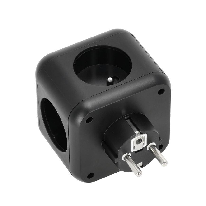 Uttagssplitter med strömbrytare LINEA 3x230V + 4xUSB A/C svart