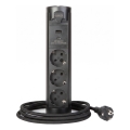 Uttagsstolpe för skrivbordsskiva 3x230V + USB-A + USB-C svart