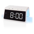 Väckarklocka med LCD-display och trådlös laddare 15W/5V 1xCR2032 vit
