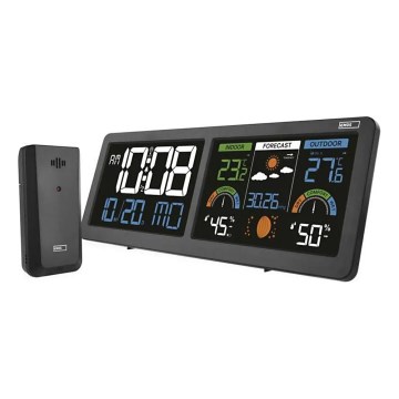 Väderstation med färg-LCD-skärm och väckarklocka 5V 3xAAA + 2xAA svart