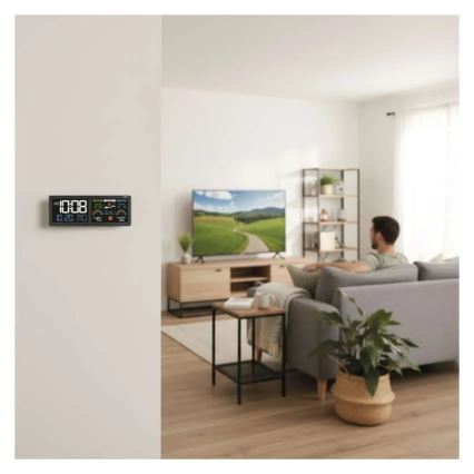 Väderstation med färgad LCD-display och väckarklocka 5V 3xAAA + 2xAA svart