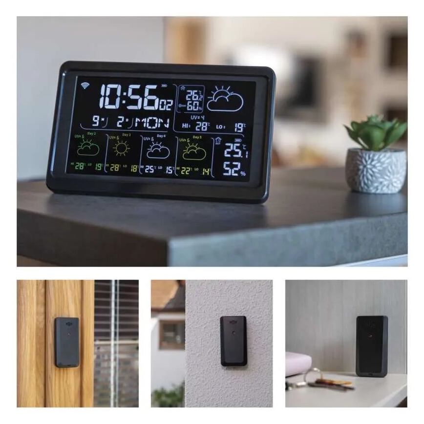 Väderstation med LCD-display GoSmart 230V/3xAAA + 2×AAA Wi-Fi Tuya svart