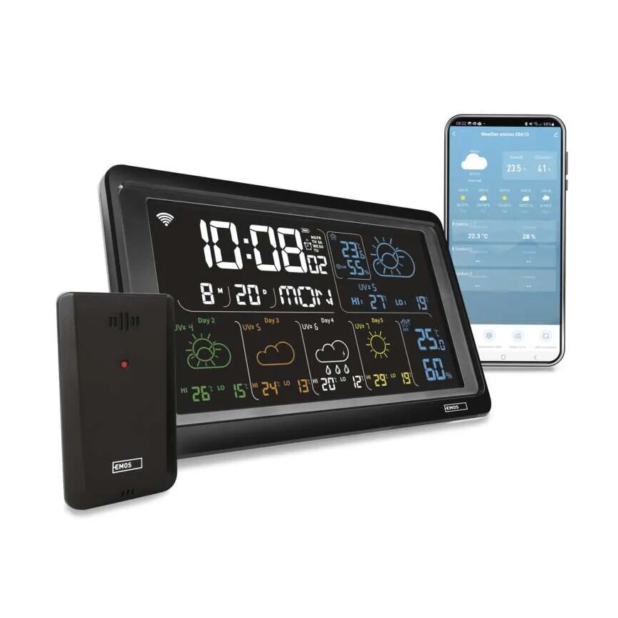 Väderstation med LCD-display GoSmart 230V/3xAAA + 2×AAA Wi-Fi Tuya svart