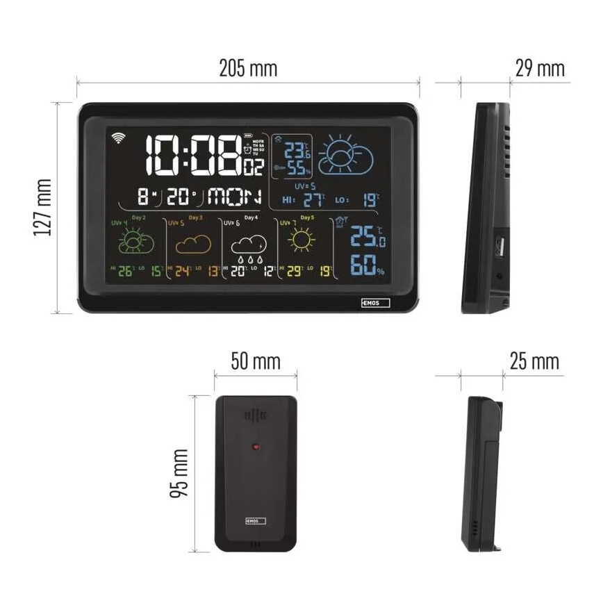 Väderstation med LCD-display GoSmart 230V/3xAAA + 2×AAA Wi-Fi Tuya svart