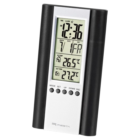 Väderstation med LCD display och alarm clock 2xAAA svart/silver
