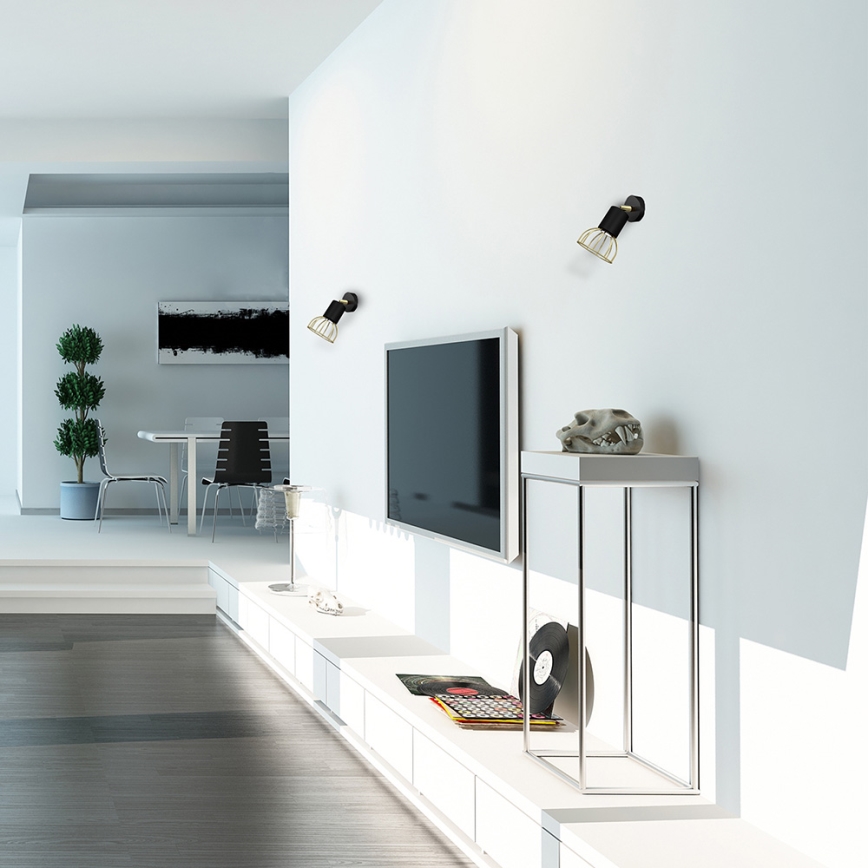 Vägg spotlight  DANTE 1xGU10/25W/230V svart /gyllene