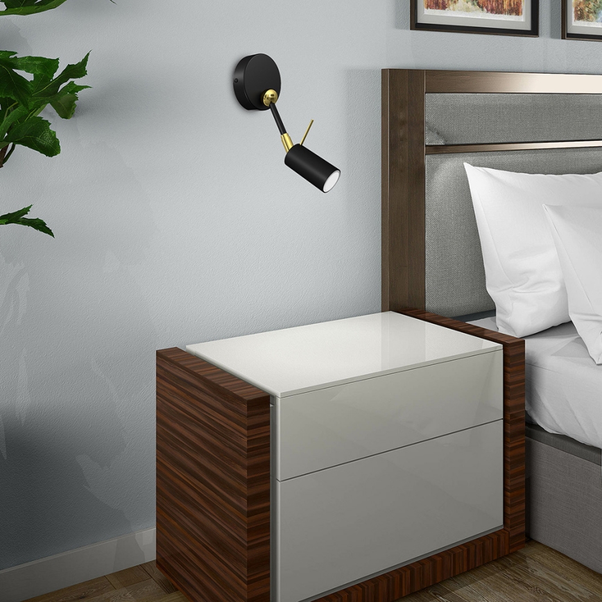 Vägg spotlight  IRIS 1xGU10/MR11/40W/230V svart /gold