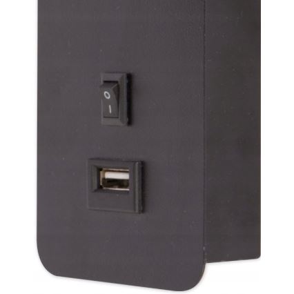 Vägg spotlight med USB laddare 1xGU10/35W/230V svart