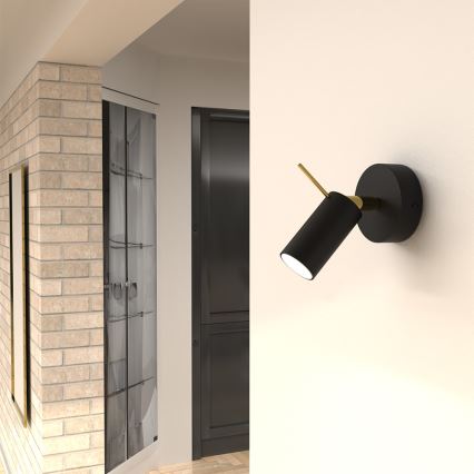 Vägg spotlight  PRESTON 1xGU10/40W/230V svart /gyllene