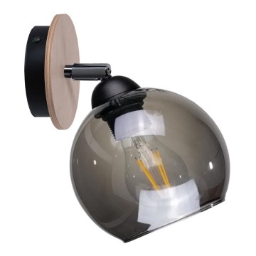 Vägg spotlight UNO WOOD 1xE27/60W/230V svart /brun