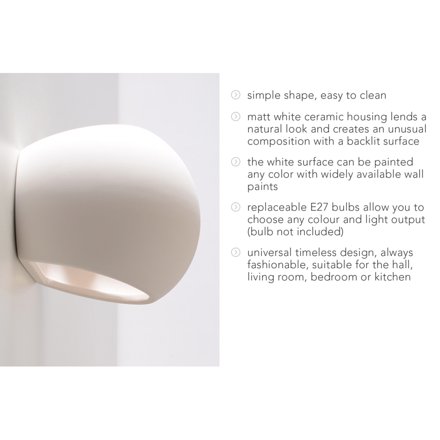 Väggbelysning Glob 1xE27/60W/230V vit