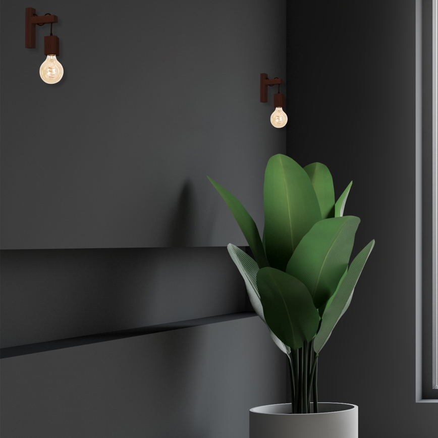 Väggbelysning JACK 1xE27/40W/230V brun trä