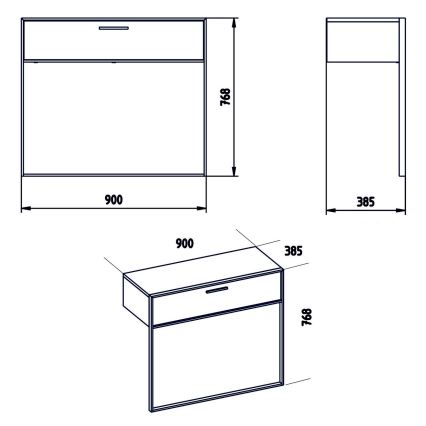 Väggbord POLKA 76,8x90 cm guld/vit