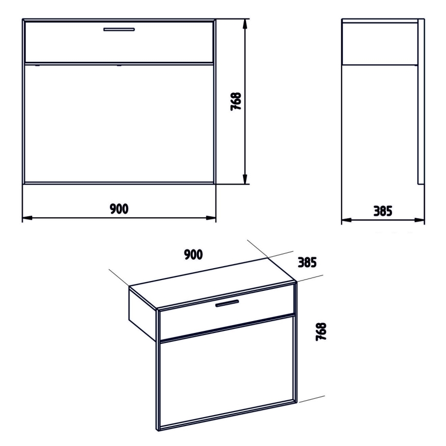 Väggbord POLKA 76,8x90 cm guld/vit