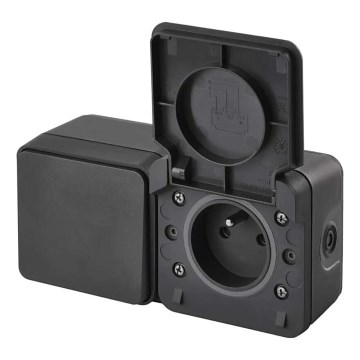 Väggbrytare för kontakt alternerande med uttag 250V/16A IP55