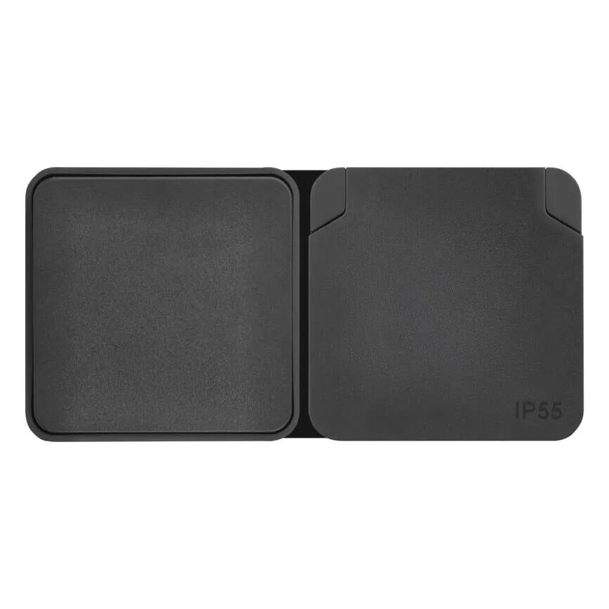 Väggbrytare för kontakt alternerande med uttag 250V/16A IP55