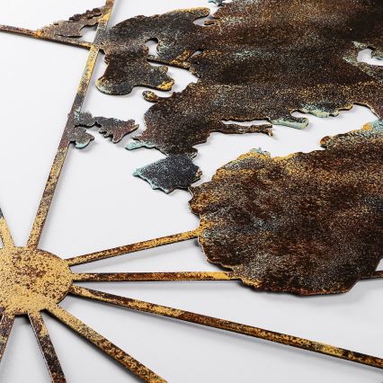 Väggdekoration 120x60 cm världskarta metall