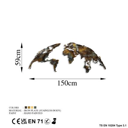 Väggdekoration 2 delar 150x59 cm planet metall