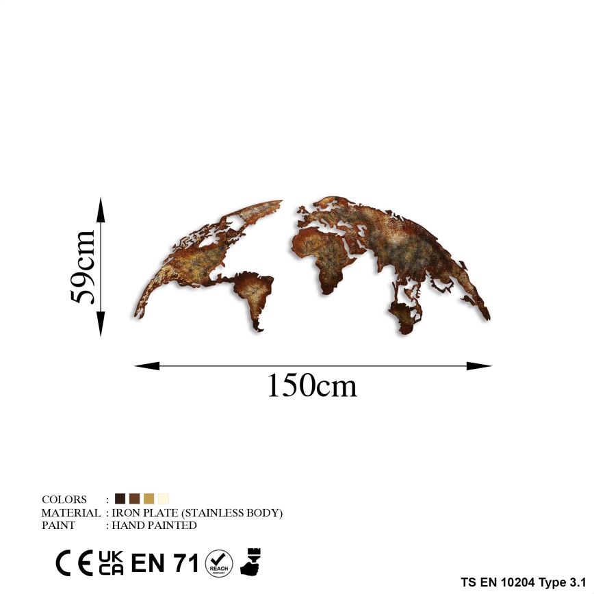 Väggdekoration 2 delar 150x59 planet metall
