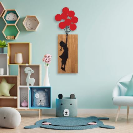 Väggdekoration 34x99 cm flicka trä/metall