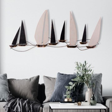 Väggdekoration 52x117 cm segelbåt i metall