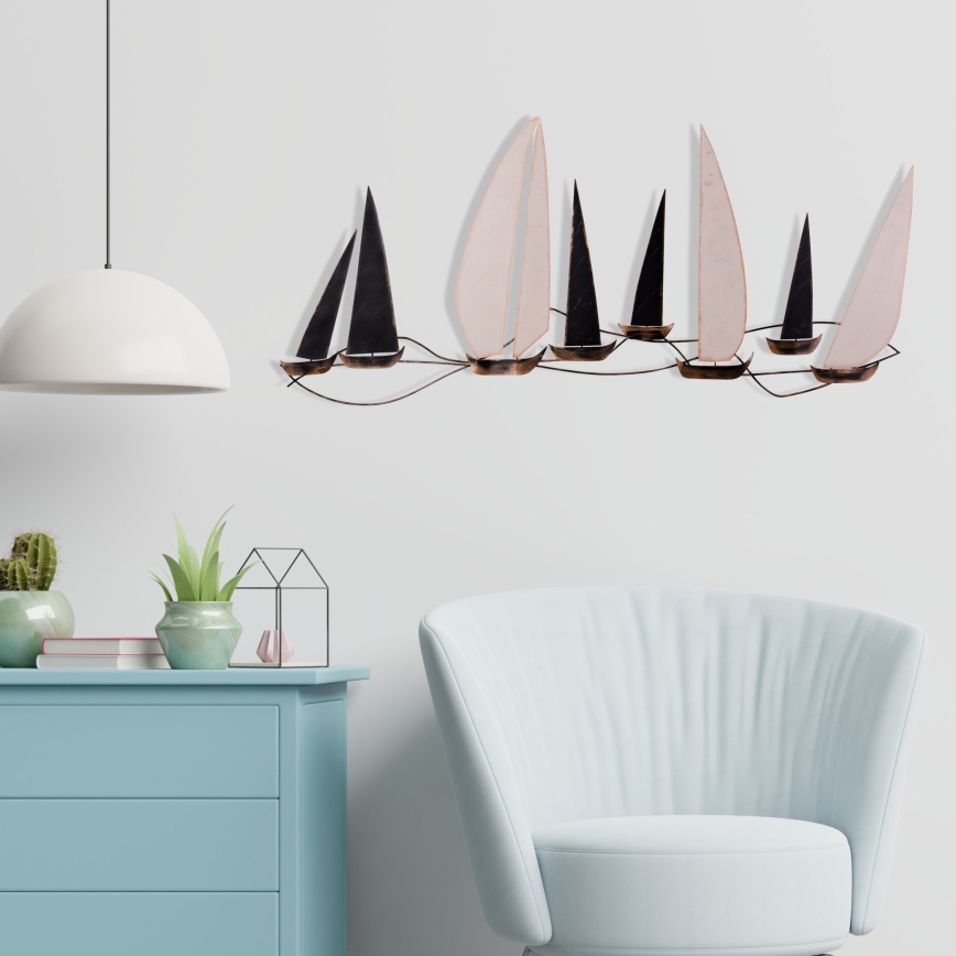 Väggdekoration 52x117 cm segelbåt i metall