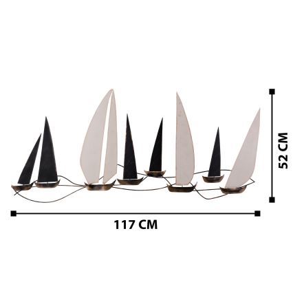 Väggdekoration 52x117 cm segelbåt i metall