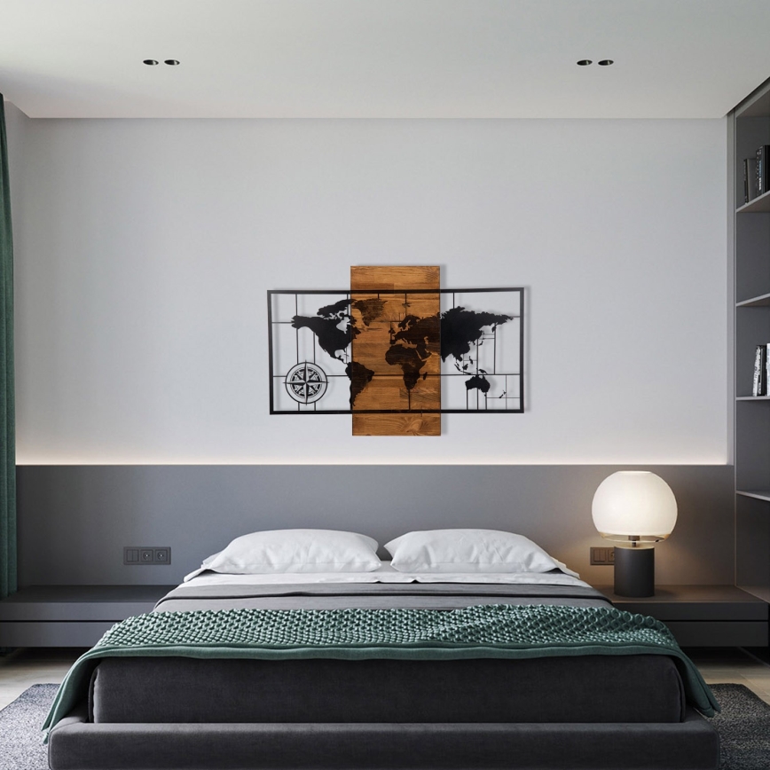 Väggdekoration 58x85 cm trä/metall