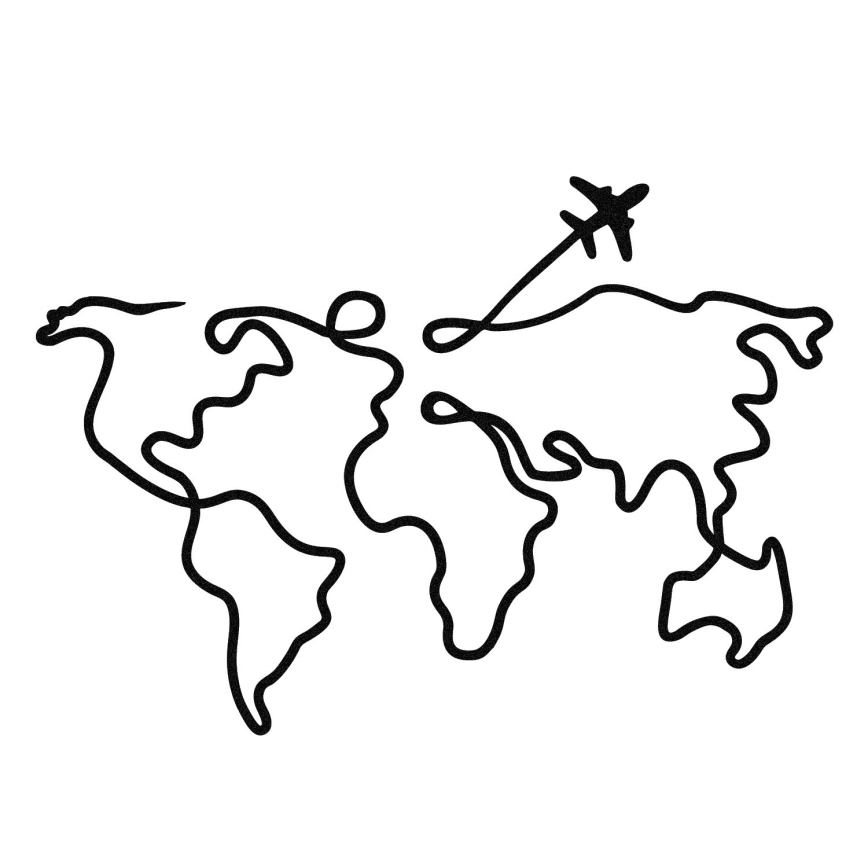 Väggdekoration 60x42 cm karta metall