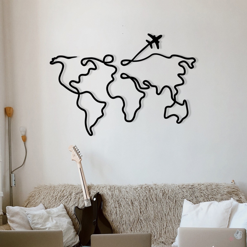 Väggdekoration 60x42 cm karta metall