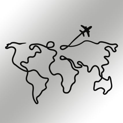 Väggdekoration 60x42 cm karta metall