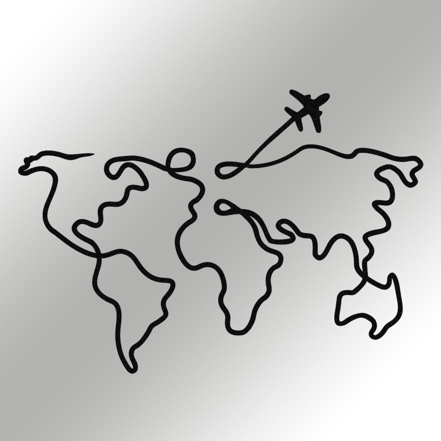 Väggdekoration 60x42 cm karta metall