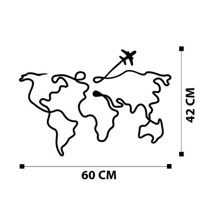 Väggdekoration 60x42 cm karta metall