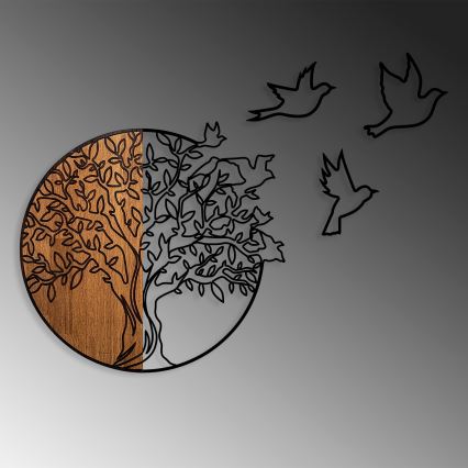 Väggdekoration 60x56 cm trä och fåglar