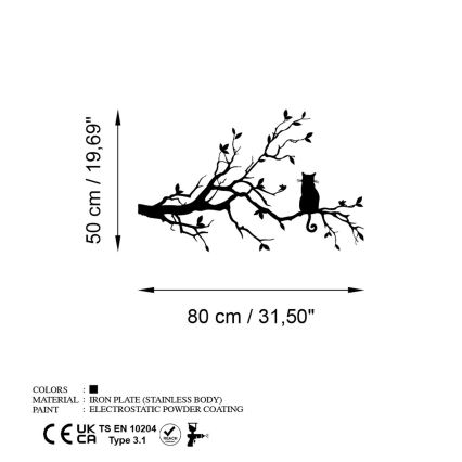 Väggdekoration 80x50 cm kvist metall