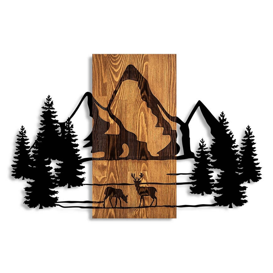 Väggdekoration 88x57 cm berg trä/metall