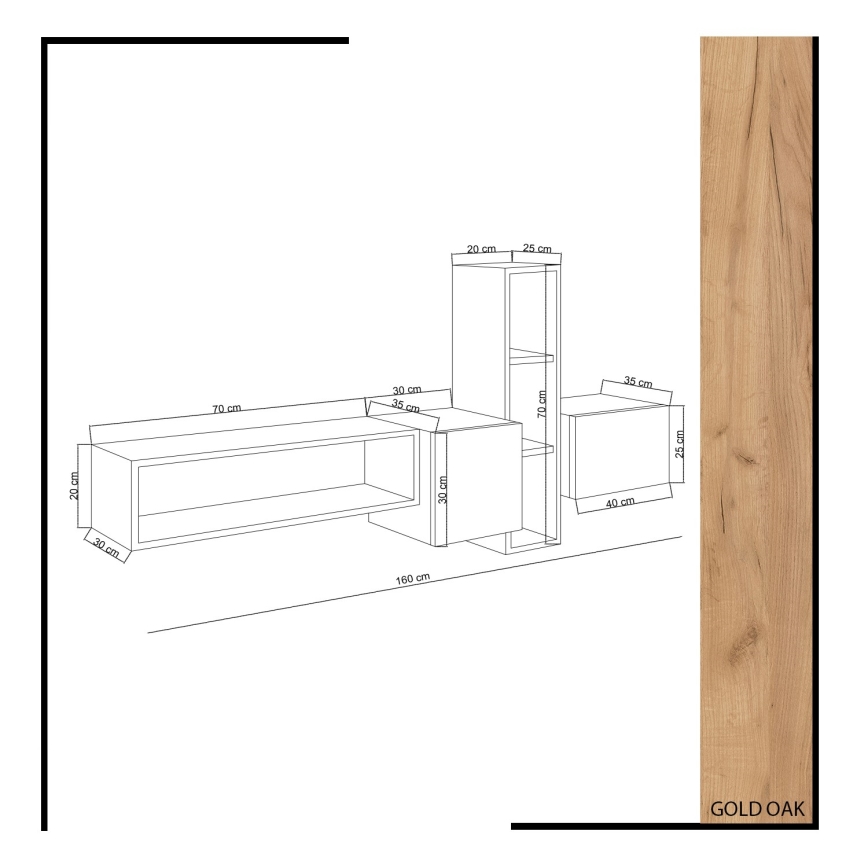 Väggenhet KUMKUAT 70x160 cm brun/vit