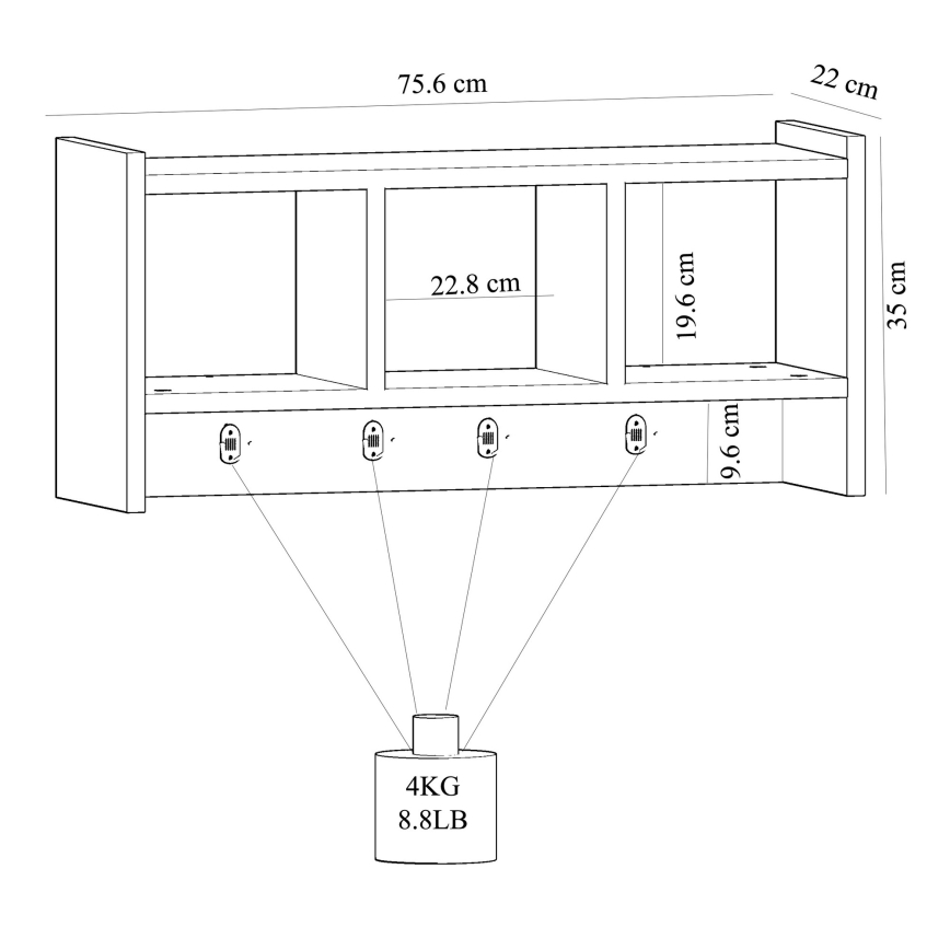 Vägghängare STAR 35x76 cm vit