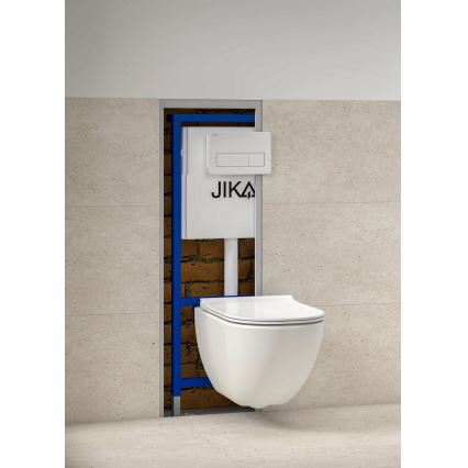 Vägghängt WC MIO Rimless + WC-sits SoftClose MIO + spolningsknapp DUAL + inbyggnadsmodul + isoleringsdyna
